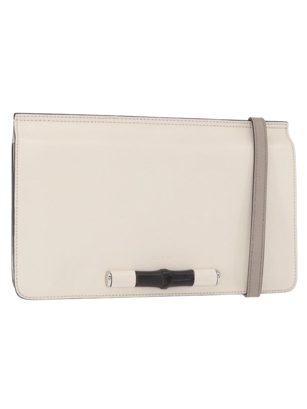 Gucci Bamboo Shoulder Bag Leather White #371827G54B